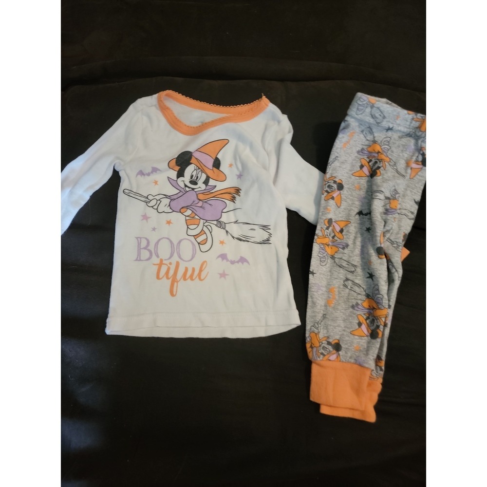 Minnie Mouse disney baby fall Halloween witch boo tiful pajamas size 12 months